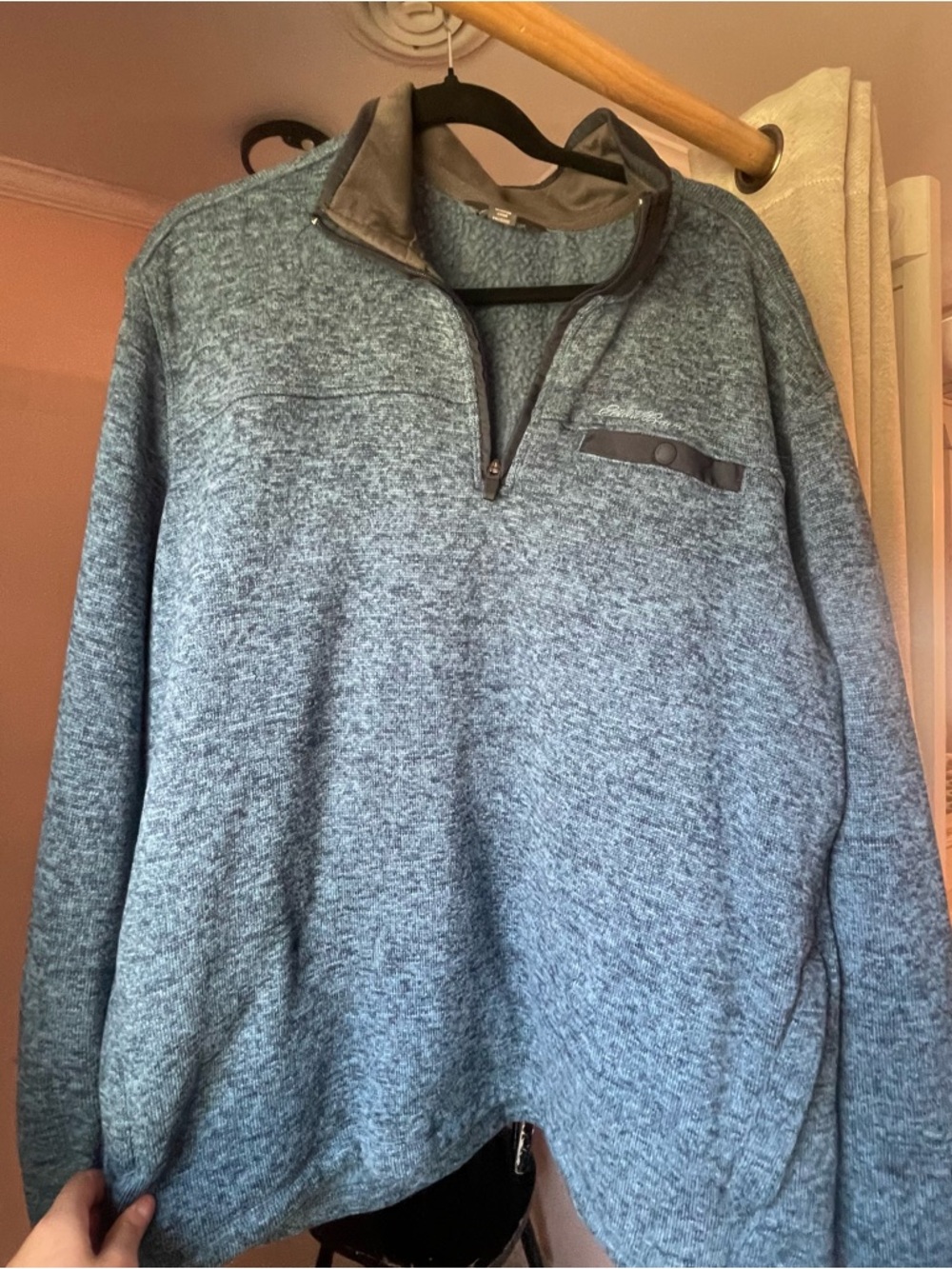 Eddie Bauer Heathered Blue Quarter-Zip Sweater